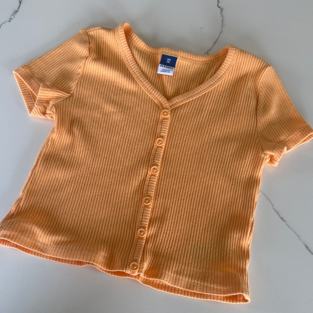 Old Navy Girls Orange Ribbed Button-Up top size xs
